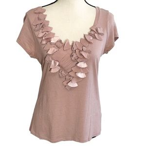 Elle Blouse XS Mauve Satin Chiffon Accent